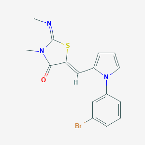 molecular formula C16H14BrN3OS B306253 5-{[1-(3-bromophenyl)-1H-pyrrol-2-yl]methylene}-3-methyl-2-(methylimino)-1,3-thiazolidin-4-one 