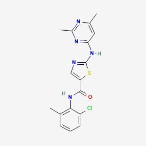 molecular formula C17H16ClN5OS B3062548 N-(2-chloro-6-methylphenyl)-2-[(2,6-dimethylpyrimidin-4-yl)amino]-1,3-thiazole-5-carboxamide CAS No. 302961-18-8