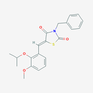 molecular formula C21H21NO4S B306257 (5Z)-3-benzyl-5-[3-methoxy-2-(propan-2-yloxy)benzylidene]-1,3-thiazolidine-2,4-dione 