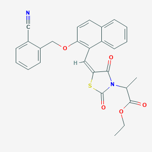 molecular formula C27H22N2O5S B306262 Ethyl 2-[5-({2-[(2-cyanobenzyl)oxy]-1-naphthyl}methylene)-2,4-dioxo-1,3-thiazolidin-3-yl]propanoate 