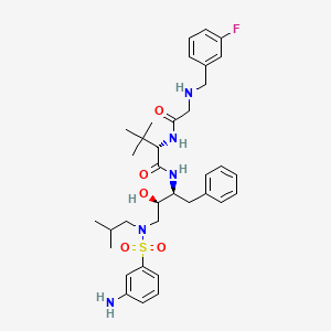 molecular formula C35H48FN5O5S B3062686 L-Valinamide, N-[(3-fluorophenyl)methyl]glycyl-N1-[(1S,2R)-3-[[(3-aminophenyl)sulfonyl](2-methylpropyl)amino]-2-hydroxy-1-(phenylmethyl)propyl]-3-methyl- CAS No. 367281-49-0