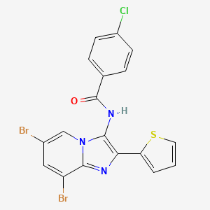 4-chloro-N-[6,8-dibromo-2-(thiophen-2-yl)imidazo[1,2-a]pyridin-3-yl]benzamide