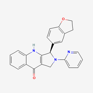 molecular formula C24H19N3O2 B3062711 (R)-3-(2,3-Dihydro-benzofuran-5-yl)-2-pyridin-2-yl-1,2,3,4-tetrahydro-pyrrolo[3,4-b]quinolin-9-one CAS No. 374927-41-0
