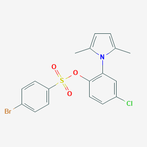 molecular formula C18H15BrClNO3S B306273 4-chloro-2-(2,5-dimethyl-1H-pyrrol-1-yl)phenyl 4-bromobenzenesulfonate 
