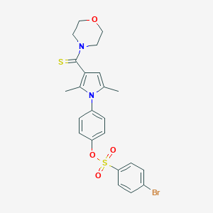 molecular formula C23H23BrN2O4S2 B306274 4-[2,5-dimethyl-3-(4-morpholinylcarbothioyl)-1H-pyrrol-1-yl]phenyl 4-bromobenzenesulfonate 