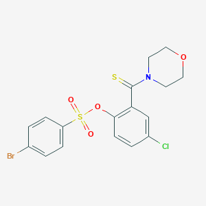 molecular formula C17H15BrClNO4S2 B306275 4-Chloro-2-(morpholin-4-ylcarbothioyl)phenyl 4-bromobenzenesulfonate 
