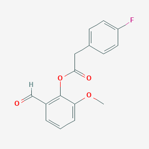 molecular formula C16H13FO4 B306276 2-Formyl-6-methoxyphenyl (4-fluorophenyl)acetate 