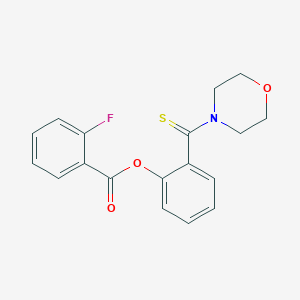 molecular formula C18H16FNO3S B306286 2-(4-Morpholinylcarbothioyl)phenyl 2-fluorobenzoate 