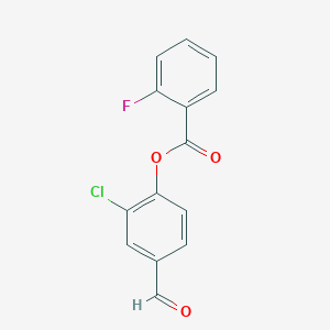 molecular formula C14H8ClFO3 B306287 2-Chloro-4-formylphenyl 2-fluorobenzoate 