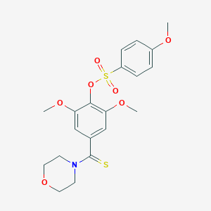 molecular formula C20H23NO7S2 B306291 2,6-Dimethoxy-4-(morpholin-4-ylcarbothioyl)phenyl 4-methoxybenzenesulfonate 