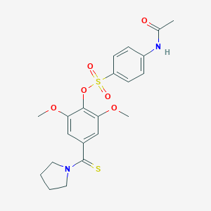 molecular formula C21H24N2O6S2 B306296 2,6-Dimethoxy-4-(pyrrolidin-1-ylcarbothioyl)phenyl 4-(acetylamino)benzenesulfonate 