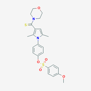molecular formula C24H26N2O5S2 B306298 4-[2,5-dimethyl-3-(morpholin-4-ylcarbonothioyl)-1H-pyrrol-1-yl]phenyl 4-methoxybenzenesulfonate 