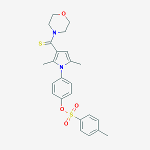 molecular formula C24H26N2O4S2 B306300 4-[2,5-dimethyl-3-(4-morpholinylcarbothioyl)-1H-pyrrol-1-yl]phenyl 4-methylbenzenesulfonate 