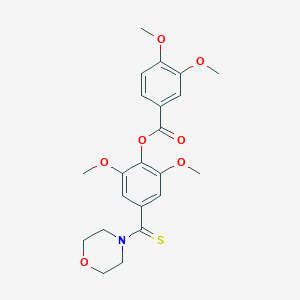molecular formula C22H25NO7S B306304 2,6-Dimethoxy-4-(4-morpholinylcarbothioyl)phenyl 3,4-dimethoxybenzoate 