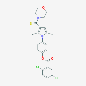 molecular formula C24H22Cl2N2O3S B306307 4-[2,5-dimethyl-3-(4-morpholinylcarbothioyl)-1H-pyrrol-1-yl]phenyl 2,5-dichlorobenzoate 