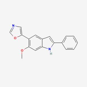 molecular formula C18H14N2O2 B3063080 6-Methoxy-5-oxazol-5-yl-2-phenyl-1H-indole CAS No. 569352-88-1
