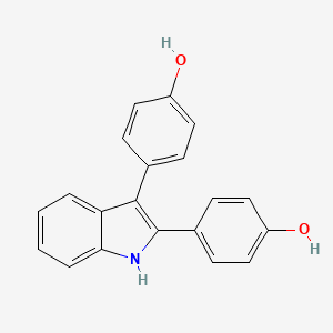 molecular formula C20H15NO2 B3063139 Phenol, 4,4'-indole-2,3-diyldi- CAS No. 5890-93-7