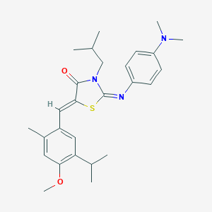 molecular formula C27H35N3O2S B306317 2-{[4-(Dimethylamino)phenyl]imino}-3-isobutyl-5-(5-isopropyl-4-methoxy-2-methylbenzylidene)-1,3-thiazolidin-4-one 