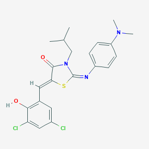 molecular formula C22H23Cl2N3O2S B306322 5-(3,5-Dichloro-2-hydroxybenzylidene)-2-{[4-(dimethylamino)phenyl]imino}-3-isobutyl-1,3-thiazolidin-4-one 
