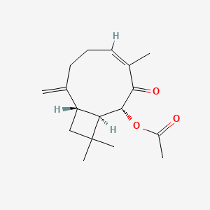 molecular formula C17H24O3 B3063228 Bicyclo(7.2.0)undec-4-en-3-one, 2-(acetyloxy)-4,11,11-trimethyl-8-methylene-, (1R-(1R*,2R*,4E,9S*))- CAS No. 62346-20-7