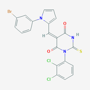 molecular formula C21H12BrCl2N3O2S B306323 (5E)-5-{[1-(3-bromophenyl)-1H-pyrrol-2-yl]methylidene}-1-(2,3-dichlorophenyl)-2-thioxodihydropyrimidine-4,6(1H,5H)-dione 