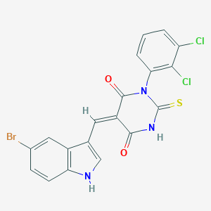 molecular formula C19H10BrCl2N3O2S B306324 (5E)-5-[(5-bromo-1H-indol-3-yl)methylidene]-1-(2,3-dichlorophenyl)-2-sulfanylidene-1,3-diazinane-4,6-dione 