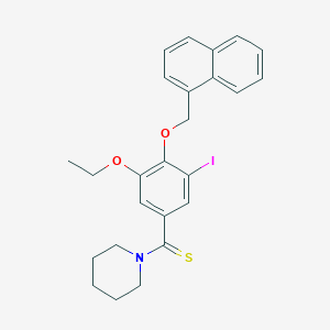 molecular formula C25H26INO2S B306329 1-[3-Ethoxy-5-iodo-4-(1-naphthylmethoxy)benzothioyl]piperidine 