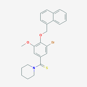 molecular formula C24H24BrNO2S B306330 1-[3-Bromo-5-methoxy-4-(1-naphthylmethoxy)benzothioyl]piperidine 