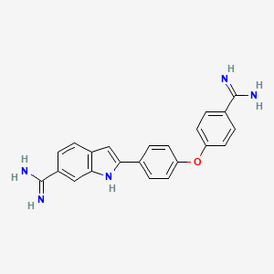 molecular formula C22H19N5O B3063367 2-[4-(4-carbamimidoylphenoxy)phenyl]-1H-indole-6-carboximidamide CAS No. 65426-89-3