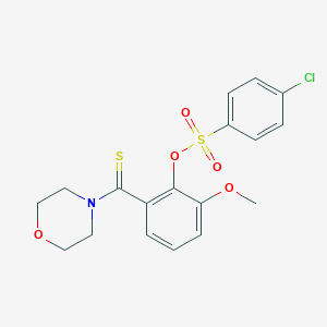 molecular formula C18H18ClNO5S2 B306338 2-Methoxy-6-(4-morpholinylcarbothioyl)phenyl 4-chlorobenzenesulfonate 