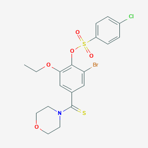 molecular formula C19H19BrClNO5S2 B306342 2-Bromo-6-ethoxy-4-(4-morpholinylcarbothioyl)phenyl 4-chlorobenzenesulfonate 
