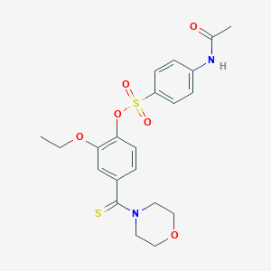 molecular formula C21H24N2O6S2 B306367 2-Ethoxy-4-(4-morpholinylcarbothioyl)phenyl 4-(acetylamino)benzenesulfonate 