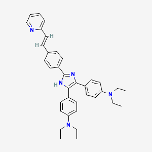 molecular formula C36H39N5 B3063679 Benzenamine, 4,4'-(2-(4-((1E)-2-(2-pyridinyl)ethenyl)phenyl)-1H-imidazole-4,5-diyl)bis(N,N-diethyl- CAS No. 754191-71-4