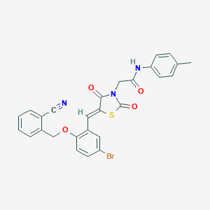 molecular formula C27H20BrN3O4S B306384 2-[(5Z)-5-{5-bromo-2-[(2-cyanobenzyl)oxy]benzylidene}-2,4-dioxo-1,3-thiazolidin-3-yl]-N-(4-methylphenyl)acetamide 