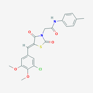 molecular formula C21H19ClN2O5S B306389 2-[(5Z)-5-(3-chloro-4,5-dimethoxybenzylidene)-2,4-dioxo-1,3-thiazolidin-3-yl]-N-(4-methylphenyl)acetamide 
