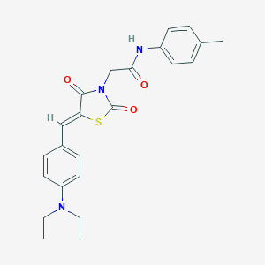 molecular formula C23H25N3O3S B306390 2-{(5Z)-5-[4-(diethylamino)benzylidene]-2,4-dioxo-1,3-thiazolidin-3-yl}-N-(4-methylphenyl)acetamide 