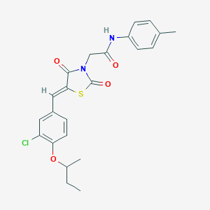 molecular formula C23H23ClN2O4S B306392 2-[5-(4-sec-butoxy-3-chlorobenzylidene)-2,4-dioxo-1,3-thiazolidin-3-yl]-N-(4-methylphenyl)acetamide 