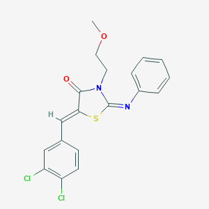 molecular formula C19H16Cl2N2O2S B306393 (2Z,5Z)-5-(3,4-dichlorobenzylidene)-3-(2-methoxyethyl)-2-(phenylimino)-1,3-thiazolidin-4-one 