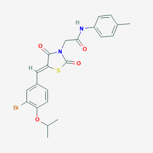 molecular formula C22H21BrN2O4S B306399 2-[5-(3-bromo-4-isopropoxybenzylidene)-2,4-dioxo-1,3-thiazolidin-3-yl]-N-(4-methylphenyl)acetamide 