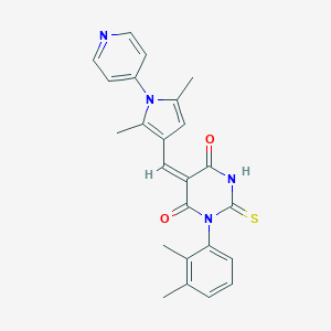 molecular formula C24H22N4O2S B306400 1-(2,3-dimethylphenyl)-5-{[2,5-dimethyl-1-(4-pyridinyl)-1H-pyrrol-3-yl]methylene}-2-thioxodihydro-4,6(1H,5H)-pyrimidinedione 
