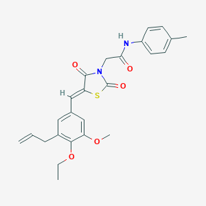 molecular formula C25H26N2O5S B306404 2-[5-(3-allyl-4-ethoxy-5-methoxybenzylidene)-2,4-dioxo-1,3-thiazolidin-3-yl]-N-(4-methylphenyl)acetamide 