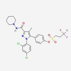 molecular formula C25H25Cl2F3N4O4S B3064094 1-Propanesulfonic acid, 3,3,3-trifluoro-, 4-(1-(2,4-dichlorophenyl)-4-methyl-3-((1-piperidinylamino)carbonyl)-1H-pyrazol-5-yl)phenyl ester CAS No. 863639-43-4