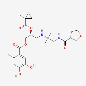 molecular formula C25H36N2O8 B3064111 ((2S)-3-((1,1-Dimethyl-2-(tetrahydrofuran-3-carbonylamino)ethyl)amino)-2-(1-methylcyclopropanecarbonyl)oxy-propyl) 4,5-dihydroxy-2-methyl-benzoate CAS No. 870809-51-1