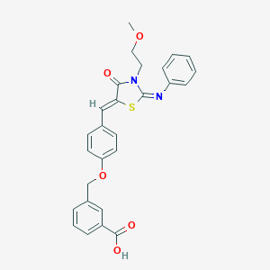 3-[[4-[(Z)-[3-(2-methoxyethyl)-4-oxo-2-phenylimino-1,3-thiazolidin-5-ylidene]methyl]phenoxy]methyl]benzoic acid