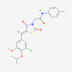 molecular formula C23H23ClN2O5S B306422 2-[5-(3-chloro-4-isopropoxy-5-methoxybenzylidene)-2,4-dioxo-1,3-thiazolidin-3-yl]-N-(4-methylphenyl)acetamide 