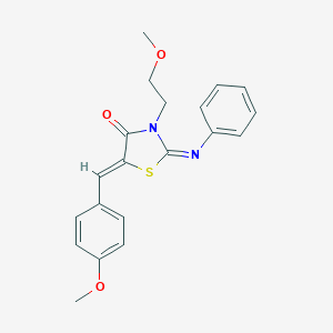 molecular formula C20H20N2O3S B306424 (2Z,5Z)-5-(4-methoxybenzylidene)-3-(2-methoxyethyl)-2-(phenylimino)-1,3-thiazolidin-4-one 