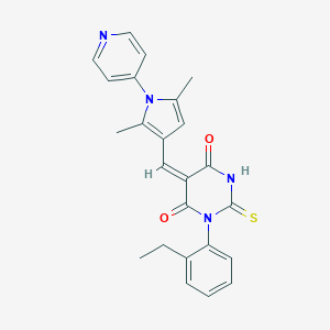 molecular formula C24H22N4O2S B306426 5-{[2,5-dimethyl-1-(4-pyridinyl)-1H-pyrrol-3-yl]methylene}-1-(2-ethylphenyl)-2-thioxodihydro-4,6(1H,5H)-pyrimidinedione 