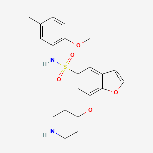 molecular formula C21H24N2O5S B3064271 5-Benzofuransulfonamide, N-(2-methoxy-5-methylphenyl)-7-(4-piperidinyloxy)- CAS No. 917095-86-4