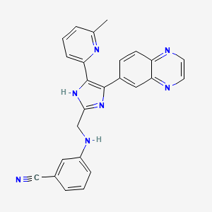 molecular formula C25H19N7 B3064309 Benzonitrile, 3-(((5-(6-methyl-2-pyridinyl)-4-(6-quinoxalinyl)-1H-imidazol-2-yl)methyl)amino)- CAS No. 945244-71-3
