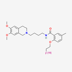 molecular formula C25H33FN2O4 B3064317 Benzamide, N-(4-(3,4-dihydro-6,7-dimethoxy-2(1H)-isoquinolinyl)butyl)-2-(2-(fluoro-18F)ethoxy)-5-methyl- CAS No. 945992-47-2